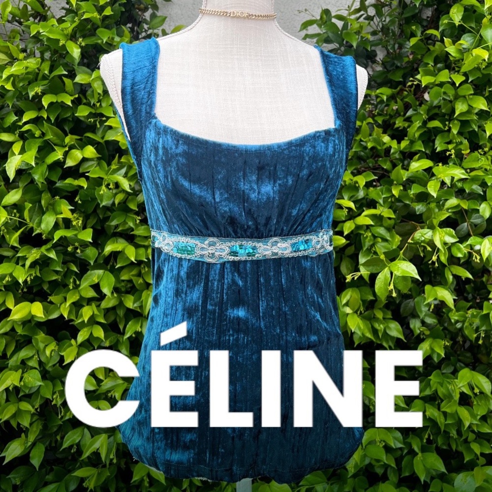 Celine Top | Y2K Shimmery Blue Chenille, fits Woman’s Size Small or Medium